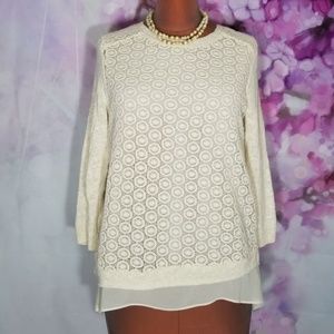 Lucky Brand Split Back Ivory Sweater – 3 for $35!